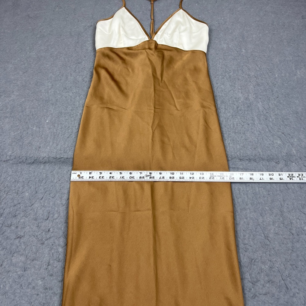 Abercrombie & Fitch Satin Dress‎ Women's MT Gold Plunge V-Neck Long Slip T-Strap - Picture 4 of 13